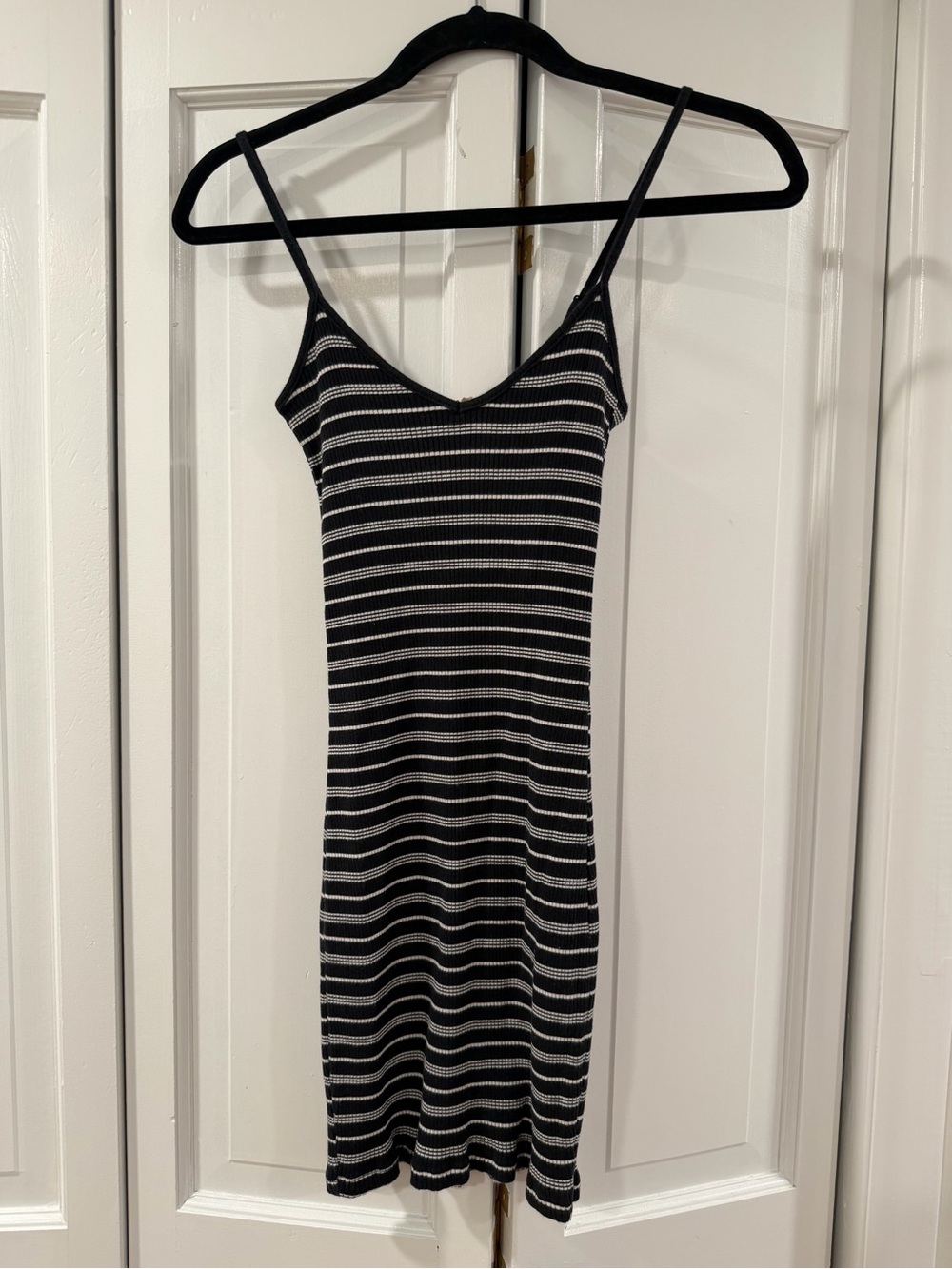 La Hearts Black and White Striped Mini Dress